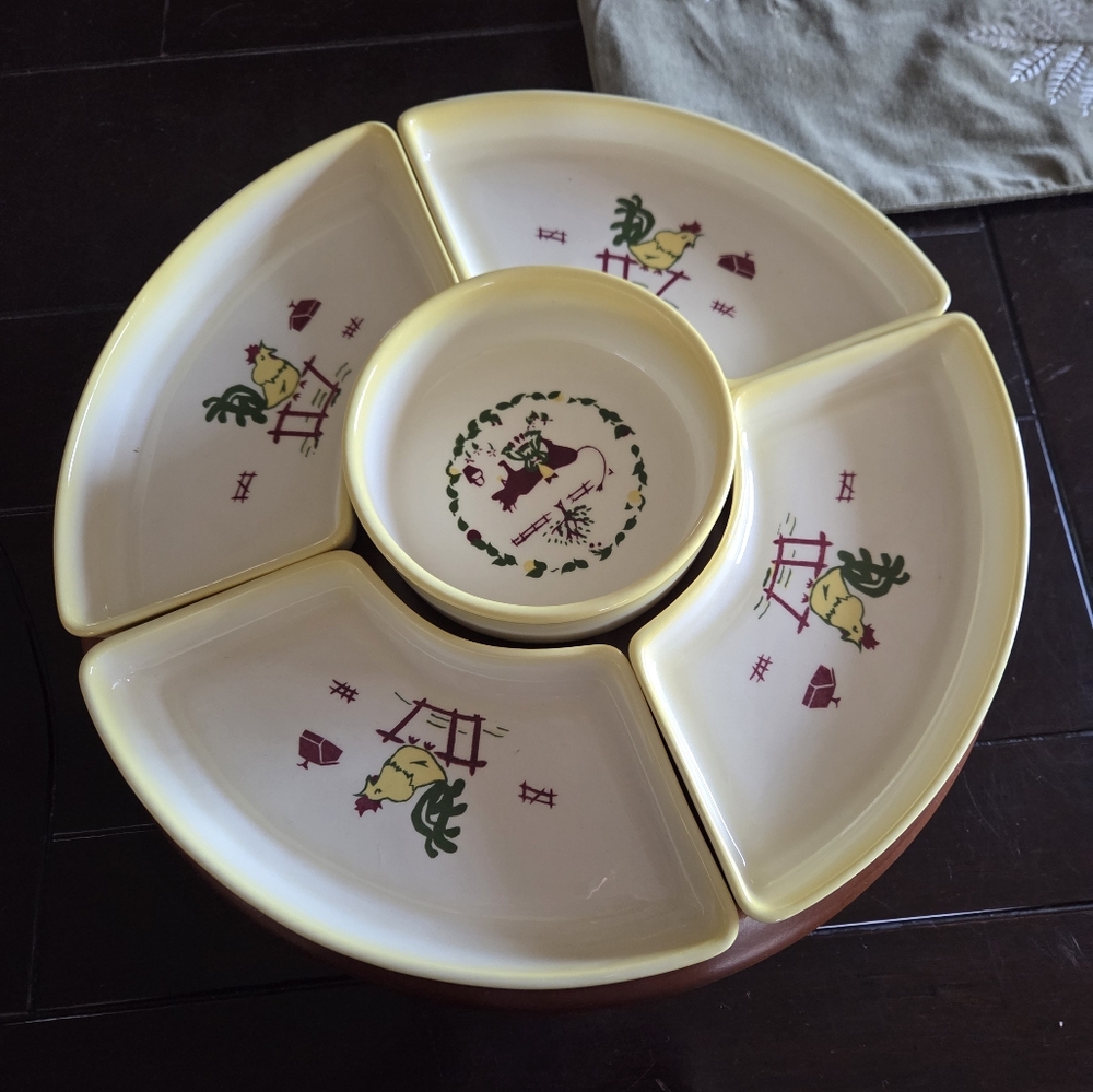 Vintage Brock Of California Farmhouse Lazy Susan Server